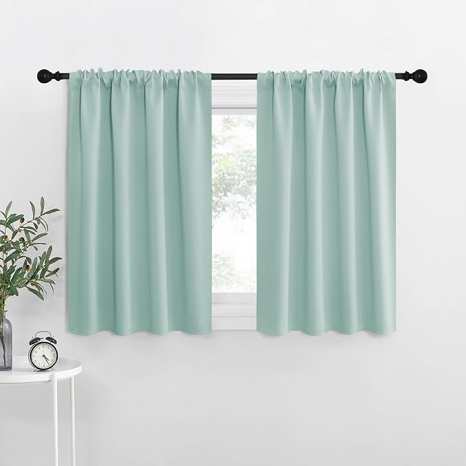 NICETOWN RV Blackout Curtains for Camper Windows, Aqua Blue, Short Blackout