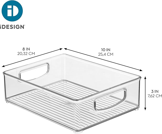 iDesign Stackable Pantry Bin for Kitchen Cabinets, Fridge, or Freezer Storage, Clear, Made in USA