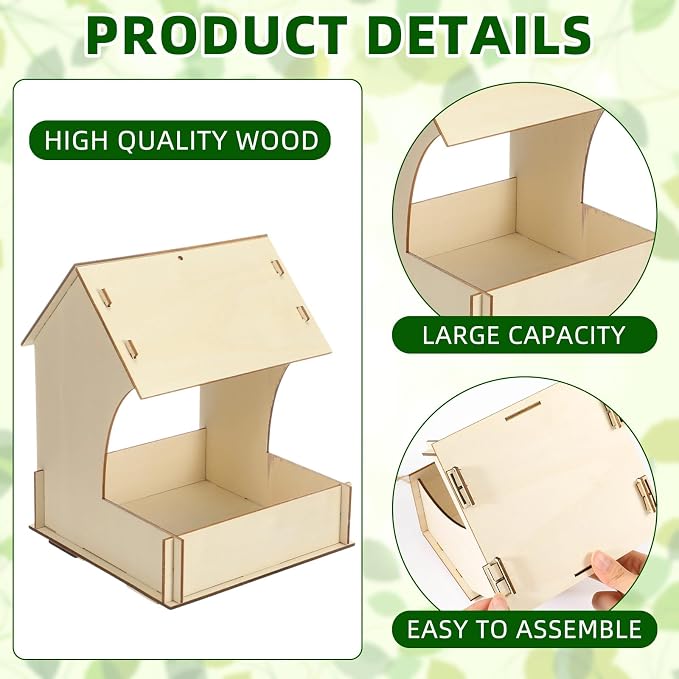 DoubleFill 24 Pack Bird Feeder Kits Bulk Wooden DIY Birdhouse Kits Unfinished Bird Feeder Birdhouse to Paint Wood Craft for Educational Fun Art Outdoor Activities Gifts