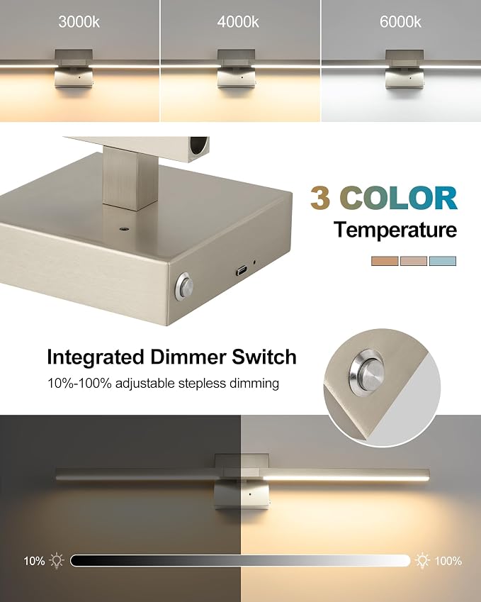 Rayogale Rechargeable Battery Operated Wall Sconce Set of Two, 24 Inch