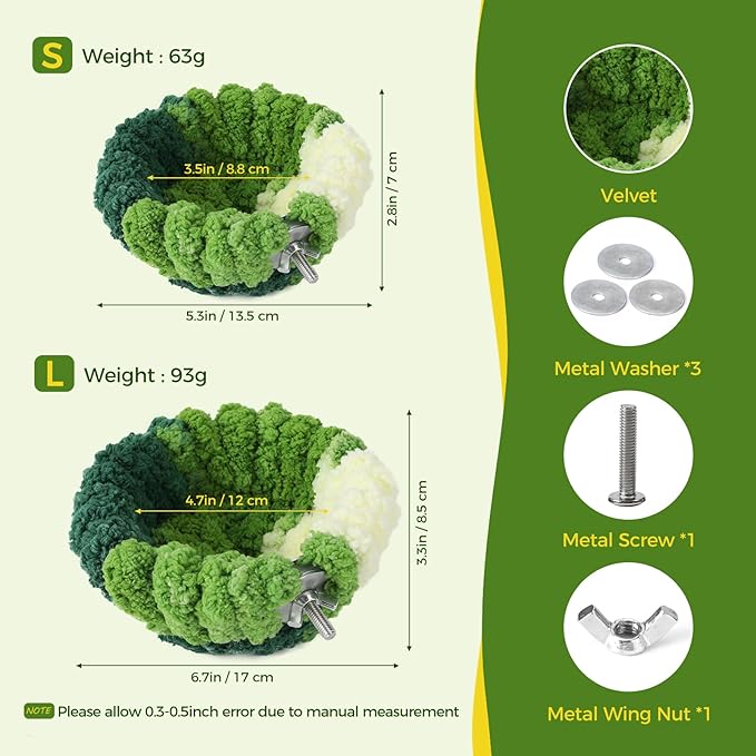 Bird Nest for Cage,Plush Hanging Bird Bed for Parakeet,Breeding Bird House for Conure,Budgie,Cockatiel,Lovebird,Canary,Finch,Hamster,Small Pets,Warm Nest (Green, S)