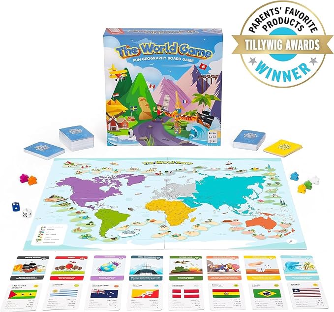 The World Game - Fun Geography Board Game - Educational Game for Kids & Adults - Cool Learning Gift Idea for Teenage Boys & Girls, 2-5 Players