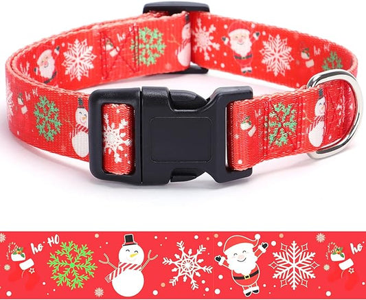 Christmas Dog Collar with Buckle Adjustable Safety Nylon Collars for Small Medium Large Dogs, Cute Stylish Girl Boy Christmas Dog Collar (Christma Red,M)