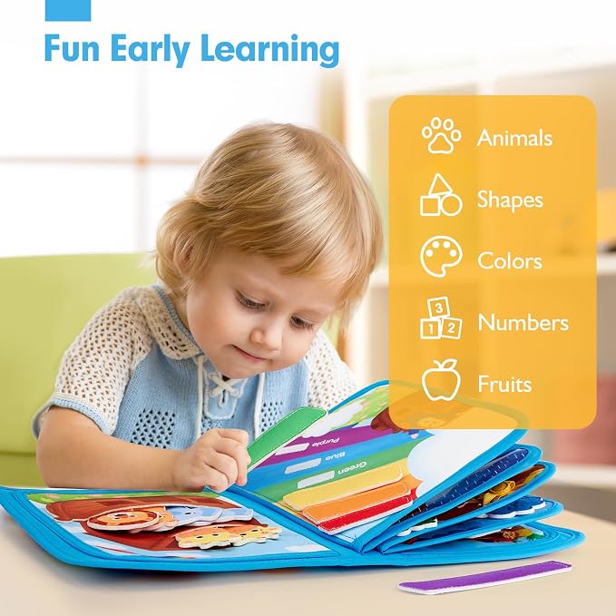 hahaland Noah's Ark Toy Busy Book for Toddlers 1-3 - Baptism Gifts for Boys | Montessori Toys for 1 Year Old Boy Girl, Learning Educational Airplane Travel Quiet Activity Board One Year Old Birthday Gift