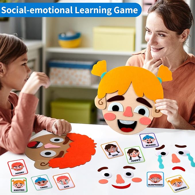Craftstory 86 Pcs Social Emotional Learning Activities Sensory Toys for Kids- Montessori Toys with 2 Face Boards 9 Emotion Cards, Autism Learning Materials for Kids Speech Therapy Materials
