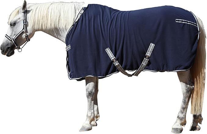 Horse Fleece Cooler, Blanket Liner - 300g Anti-Pilling Fleece, Moisture-Wicking, Cooling & Drying for Post-Workout, Bath & Travel, Prevent Overheating & Chilling Navy 75