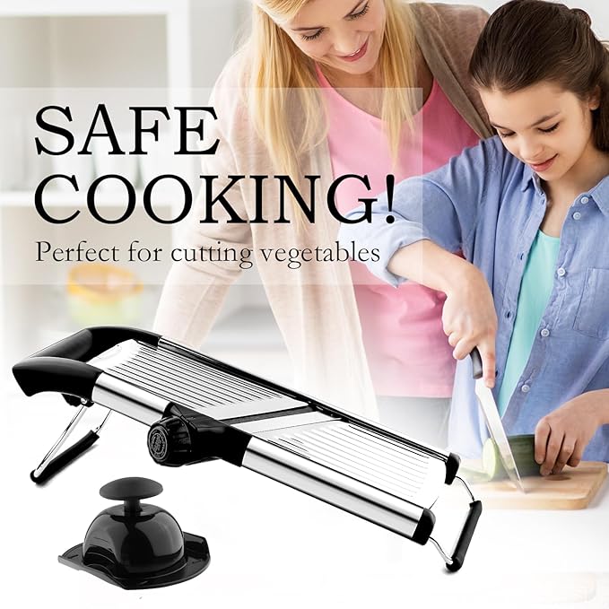 Mandoline Food Slicer, Adjustable Mandoline Slicer for Kitchen, Stainless Steel Mandolin Vegetable Chopper for Potato/Tomato/Onion, Vegetable Slicer Julienne Cutter with Cut-Resistant Gloves
