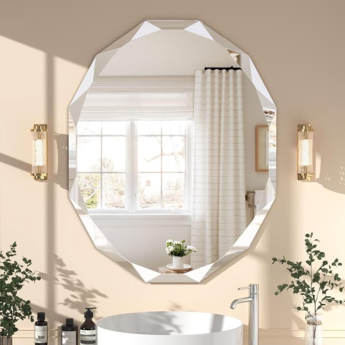 Bathroom Mirrors for Over Sink, Round Frameless Mirrors for Wall, 24x30 Inch