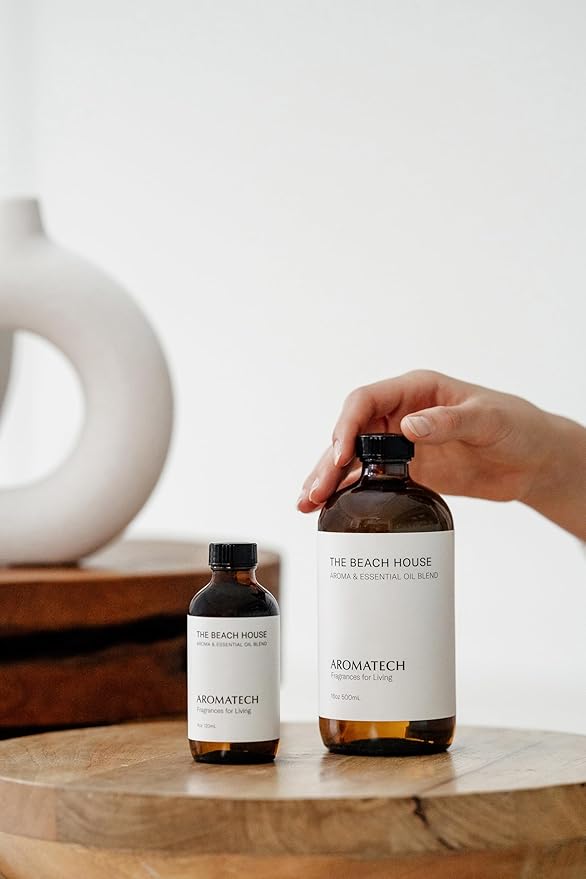 AromaTech The Beach House Aroma Essential Oil Blend: Luxury Hotel Inspired Aromatherapy with Bergamot, Coconut Milk & Sandalwood for Ultrasonic Diffusers & Nebulizers - 16 fl oz, 500 mL