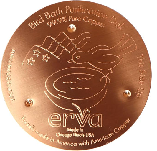 Erva Copper Bird Bath Purification Disk - Made in USA and Maker of The Original - Natural Chemical-Free Bird Bath Purification