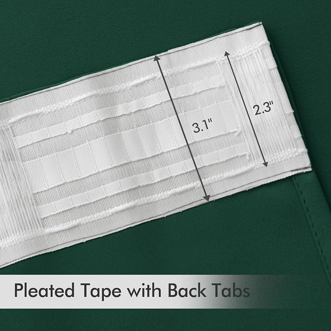 MIULEE Christmas Hunter Green Back Tab Blackout Curtains 90 Inches Long 2