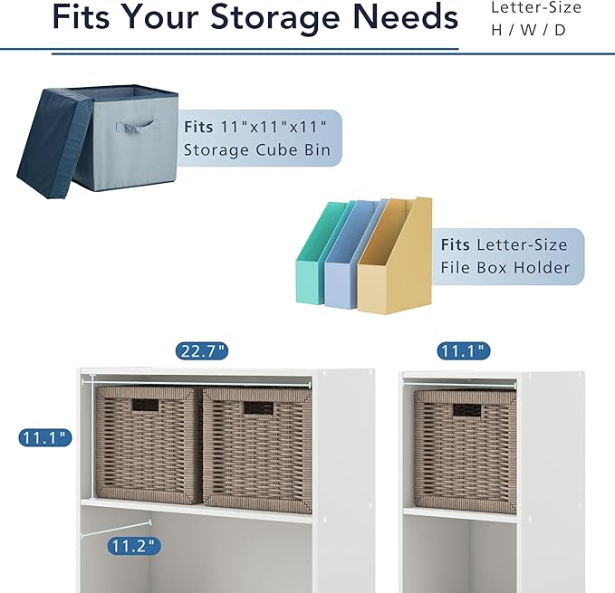 Homes: Inside + Out Apexa 3-Tier Cube Storage Organizer Shelves, Stackable Wood Bookcase Fits Cubby Bins for Organization, Dorm Teen Room Decor & Home Office, Light Blue