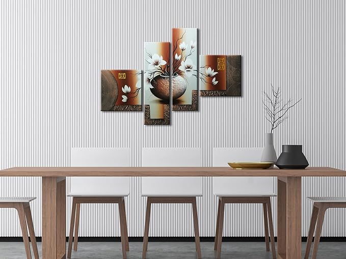 Wieco Art -Stretched and Framed 100% Hand-painted Modern Canvas Wall Art