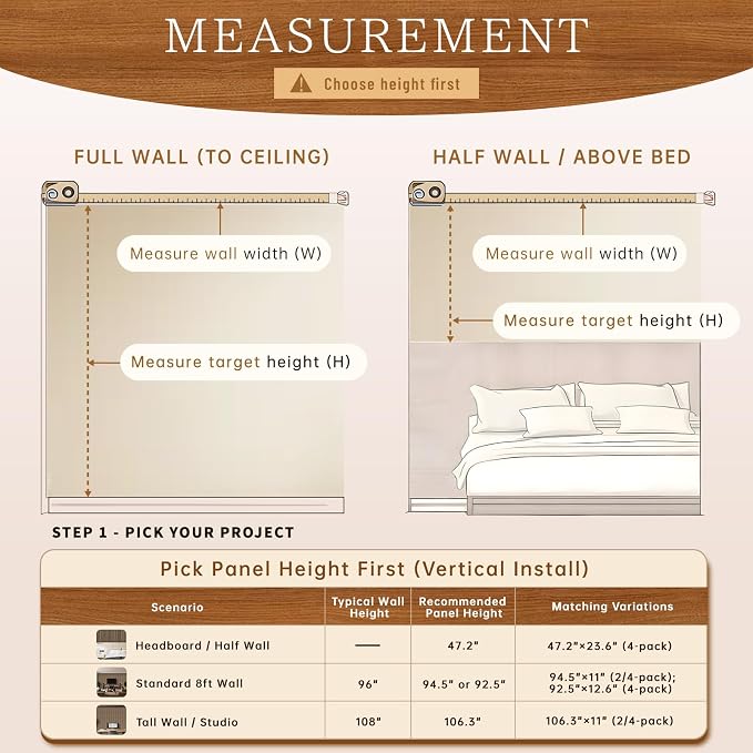 2 Pack Wood Panels for Wall, 106.3" × 11" Wood Slat Acoustic Panels for Wall