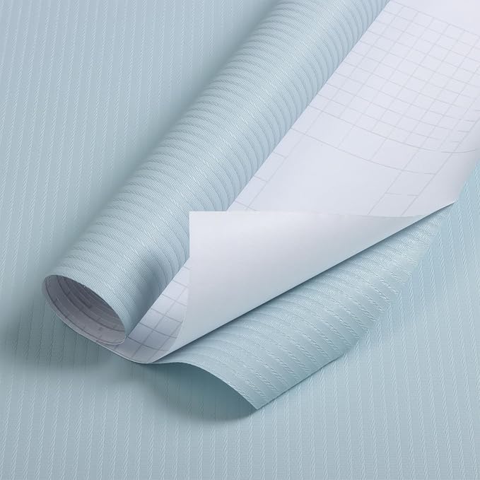Orainege Peel and Stick Wallpaper Light Blue Wallpaper 15.7"x393.7" Textured