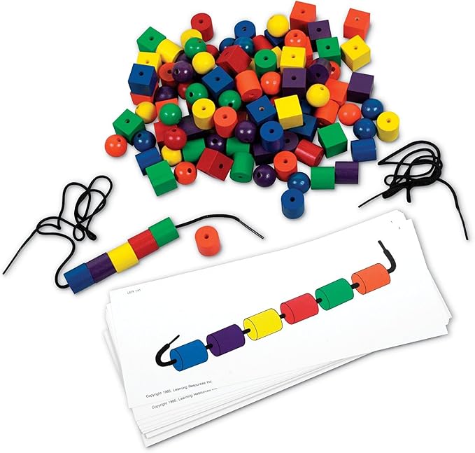 Learning Resources Beads and Patterns Card Set, Lacing Beads, 130 Pieces Ages 3+