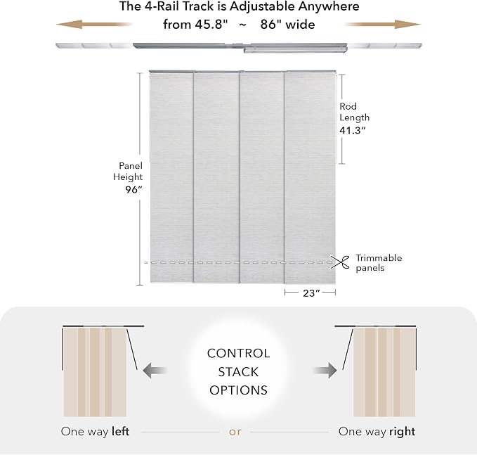 GoDear Design Adjustable Sliding Panel Track Blinds, Vertical Blinds, Room