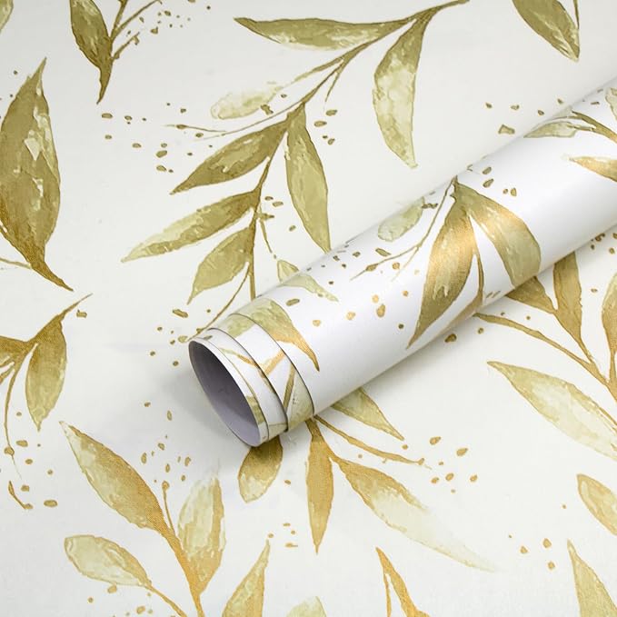Livebor Leaf Peel and Stick Wallpaper Olive Leaf Contact Paper17.7in x 196.8in