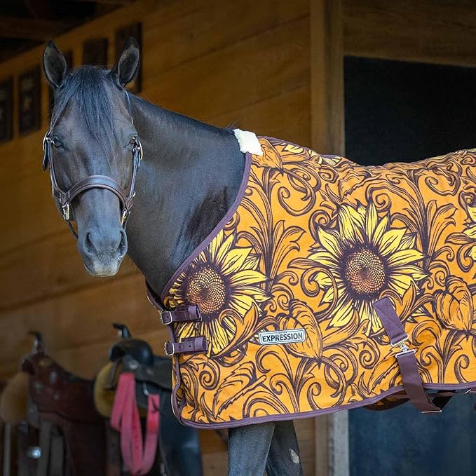 Jeffers Expression Standard Neck Fleece Cooler for Horses, 84"- Equine Towel Blanket, Moisture Absorbent, Light Weight, Best for Drying, Exercise, Bathing, Adjustable Belly Bands - Bloomin Toolin