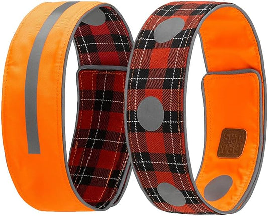 SPOT THE DOG! Reflective Dog Collar - Adjustable Pet Collars, Safe, Durable, Comfortable Dog Walking Accessories for Large Dog, Hunting Dog, Puppy, Boy, Girl Dog Collars (Blaze Orange, Red Plaid, XL)