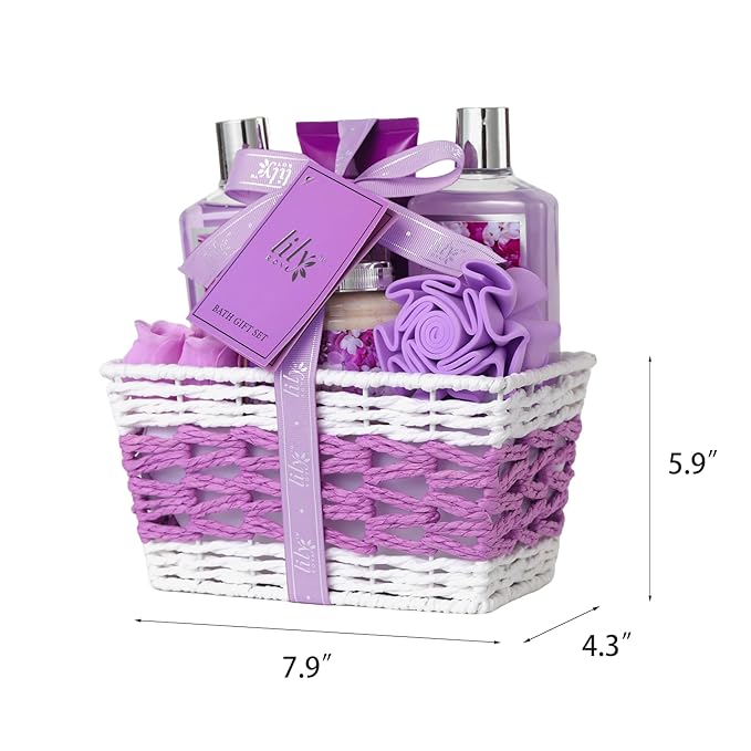 Christmas Gifts for Women - 9 Pcs Lavender Bath and Body Gift Basket Set for Women, Gift Baskets | Valentine's, Birthday, Mothers Day Gifts for Mom, Perfect Gift for Mom All Occasion Gifts for Her