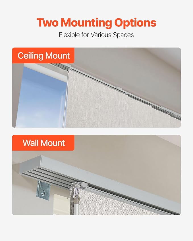 VEVOR Panel Track Blinds, Extendable Track from 45.8 in to 86 in W, Trimmable