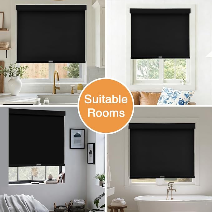 AOSKY No Drill Cordless Blackout Roller Shades