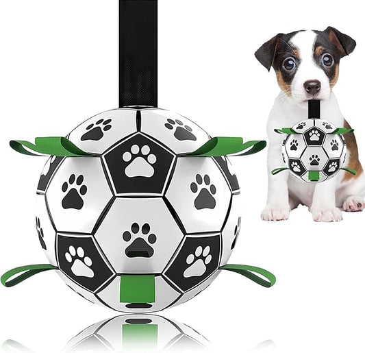 Dog Soccer Ball, Interactive Toys for Tug of War, Puppy Birthday Gifts, Tug Toy, Water Toy, World Cup Durable Balls for Small & Medium Size (6 inch)