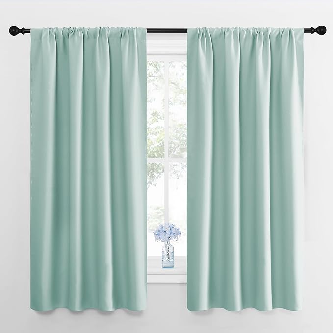 NICETOWN Blackout Curtains for Bedroom, Aqua Blue, 1 Pair, 42 by 45-inch