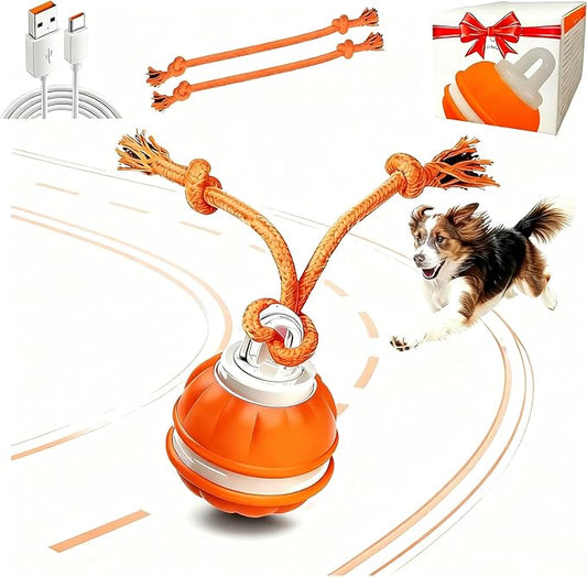 Interactive Dog Ball Toy,Interactive Dog Toys for small dogs,Peppy Pet Ball for Dogs,Motion Activate Rolling Dog Toy with Birdsong Squeaky Chewable Rope Tiny Fetch Dog Toys to Keep them Busy(Orange)