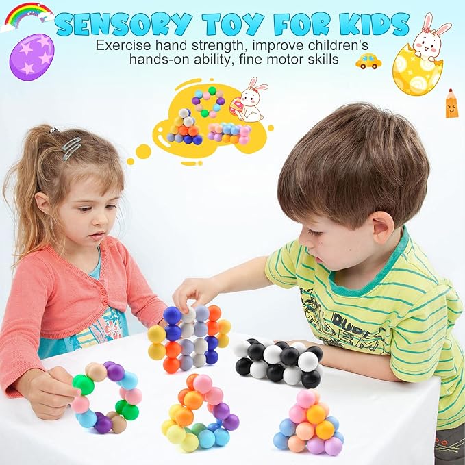 Yrissmiss 2PCS Sensory Fidget Toys for Adults Kids Teens, Stress Balls ADHD Tools Autism Toys ,Travel Toys for Ages 3+ Easter Basket Stuffers Gifts for Kids Boys Girls I