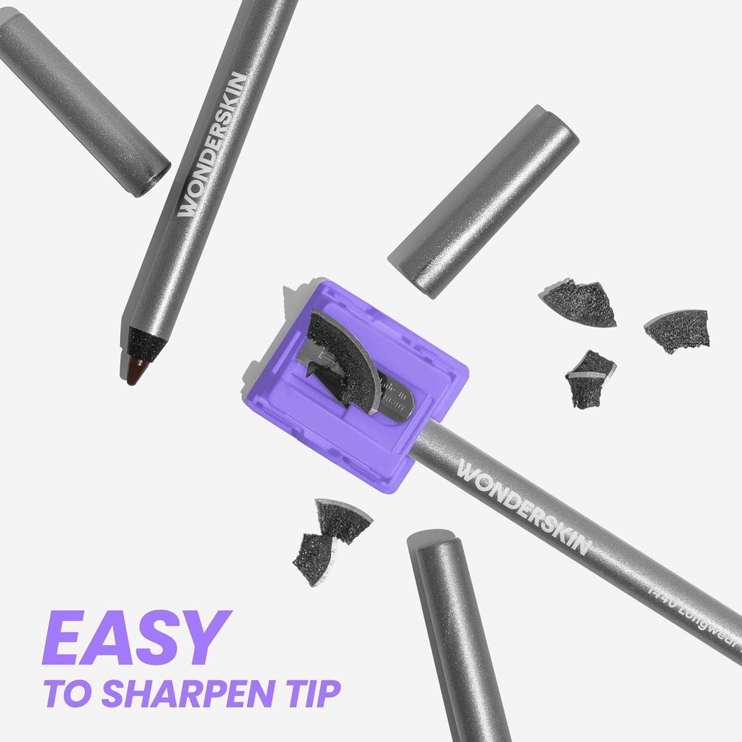 Wonderskin Eyeliner Pencil, 1440 Longwear Black Glitter Eyeliner Pencil - Waterproof, Sharpenable & Smudge Proof