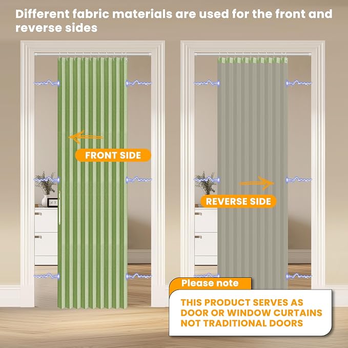 AJAZZ 100% Blackout Magnetic Door Curtain Accordion Doors Interior Folding