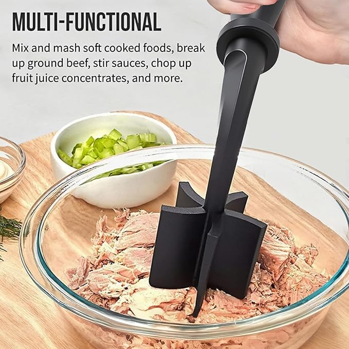 2Pcs Meat Chopper and Masher - Ground Beef Hamburger Smasher, Plastic Spatula, Kitchen Separator Tool for Food, Potato, Bean - Silicone Chop and Stir, Meat Dicer