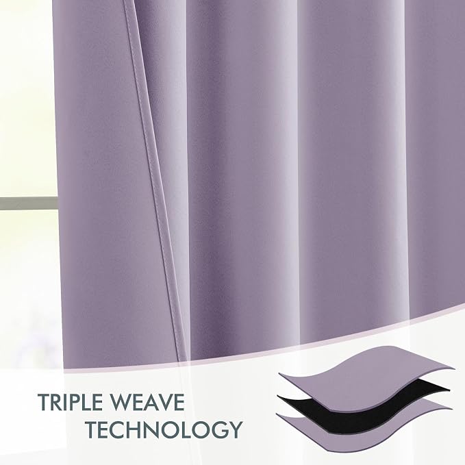 MIULEE Lilac Back Tab Blackout Curtains 120 Inch Long 2 Panels Set