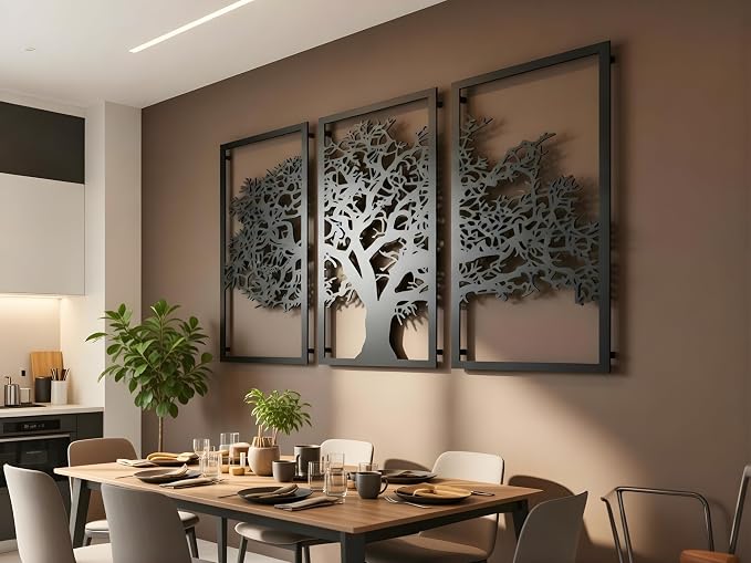 Vailla Tree of Life Wall Art 3pcs Family Tree Wall Decor 3D Wooden Wall Hanging