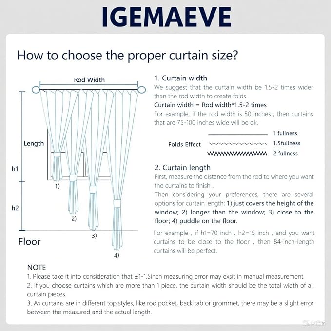 IGEMAEVE Custom Curtains for Bedroom Customsize, Grommet Light Blocking Drapes