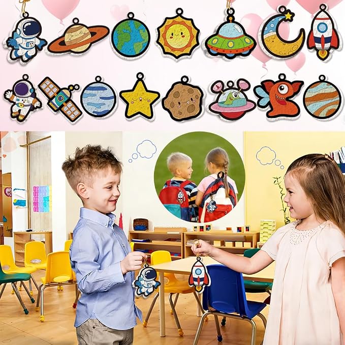 Artnedu Magic Puffy Paint Kit-Space & Astronauts,3D Art Kit,Mess-Free Toy | DIY Magic Puffy Keychain,Paint By Craft Kits for Kids,Travel Toys & Creative Gift for Girls & Boys Ages 4, 5, 6, 7, 8, 9, 10