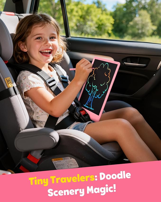 LCD Writing Tablet for Kids, 10-inch Coloring Drawing Pad, Mess Free Doodle Board, Christmas Gifts for Girls and Toddlers, Toys for 3 4 5 6 7 8 Year Old Boys (Pink) (Pack of 2)