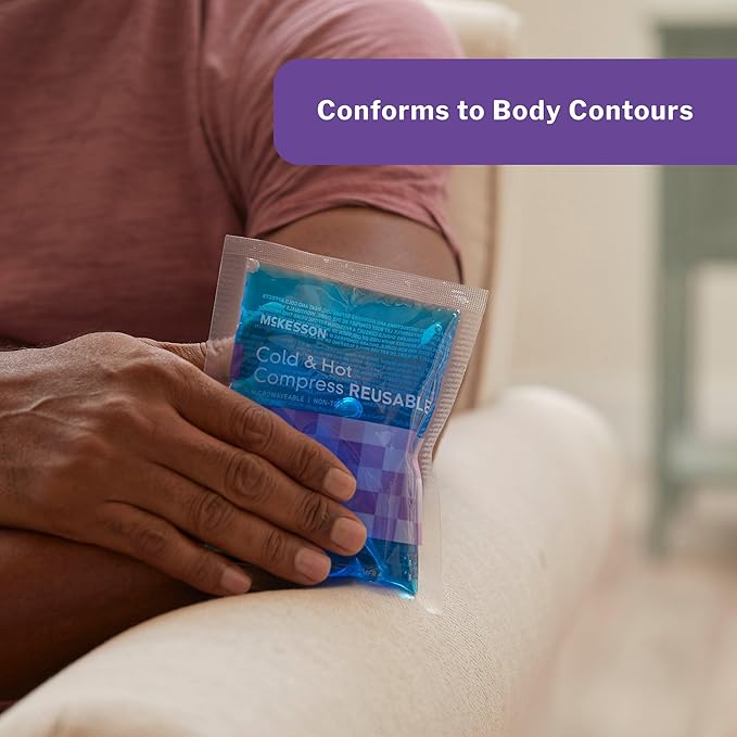 McKesson Cold and Hot Compress Reusable [24 Pack] Gel Ice Hot Packs for Injuries, 6.75 in x 10.5 in