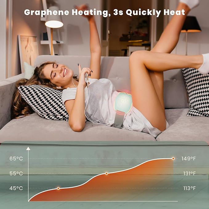 Portable Heating Pad for Cramps and Back Pain, Menstrual Cramp Relief Wearable Heating Pad for Women and Girls, Wireless Heating Pads with 3 Temperature Setting & Battery Powered