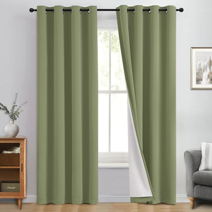 Yakamok 100% Blackout Curtain Panels 84 inches Cold and Light Blocking Drapes