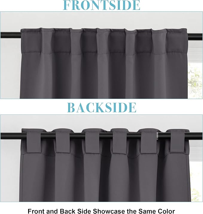 RYB HOME Blackout Curtains for Living Room, Back Tab & Rod Pocket Top