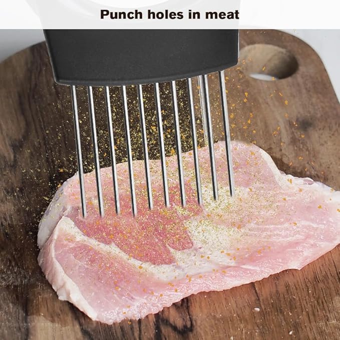 Stainless Steel Onion Slice Holder, 2025 Upgraded Vegetable Slicer Cutter, Multifunctional Lemon Tomato Potato Meat Chopper Slicing Assistant Kitchen Tool (2)