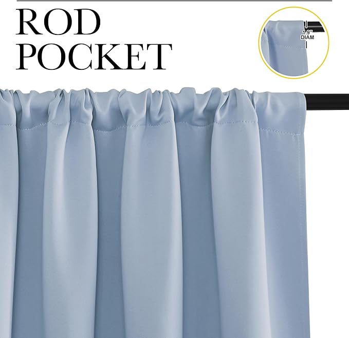 NICETOWN RV Blackout Curtains for Camper Windows, Vintage Blue, Kitchen Curtains