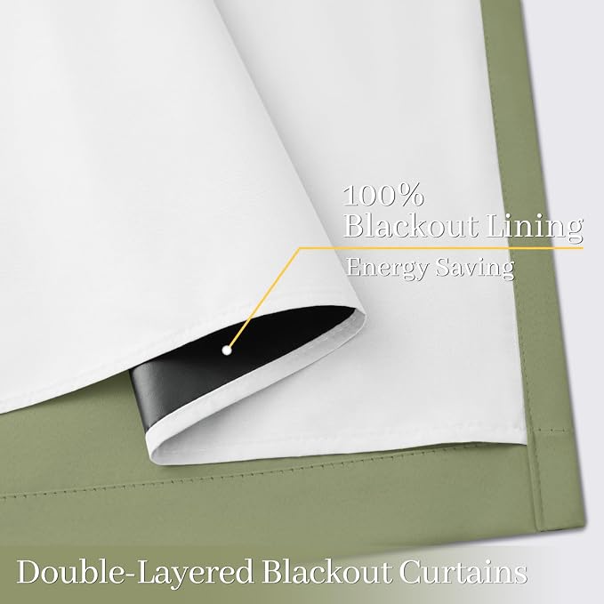 Yakamok 100% Blackout Curtain Panels 63 inches Cold and Light Blocking Drapes