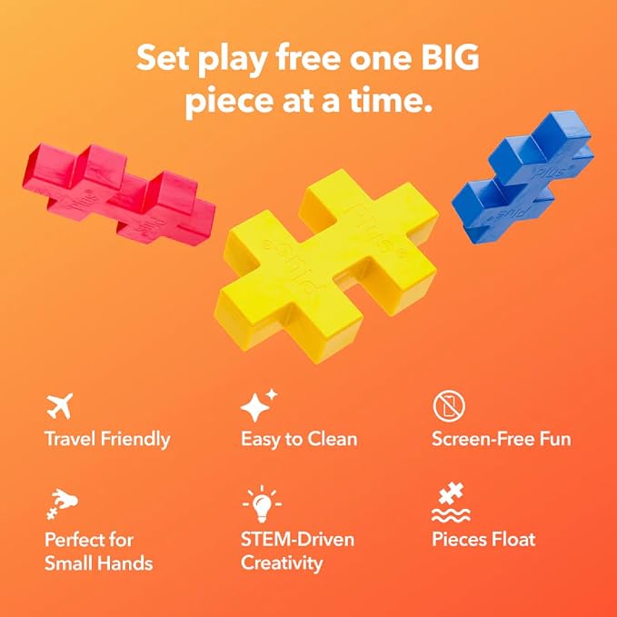 PLUS PLUS Big 15 Piece Bloom Mix - Large Building Blocks for Toddlers | Quiet Stem Toys for Toddlers, Prek Classroom Essentials, Waffle Blocks Jumbo, Stem Bins for Classroom, Sensory Bins