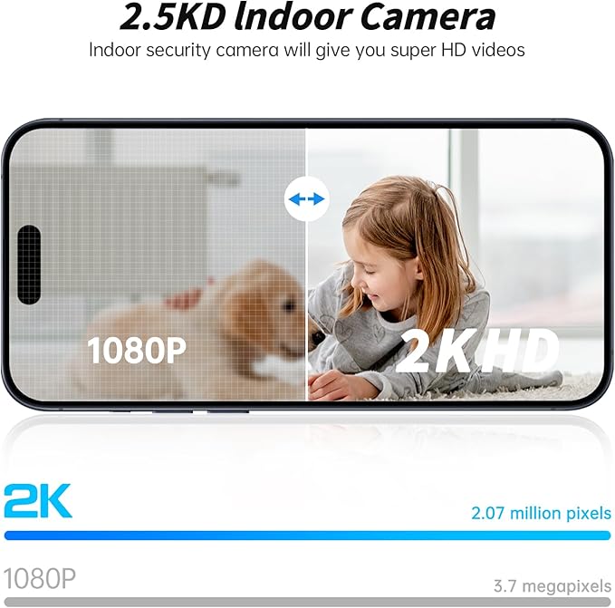Indoor Camera 2K HD 5G/2.4Ghz WiFi Pet Robot Camera Motion Detection and Alarm,Two-Way Talk,Color Night Vision, Nanny Cam Compatible with Alexa（Black）