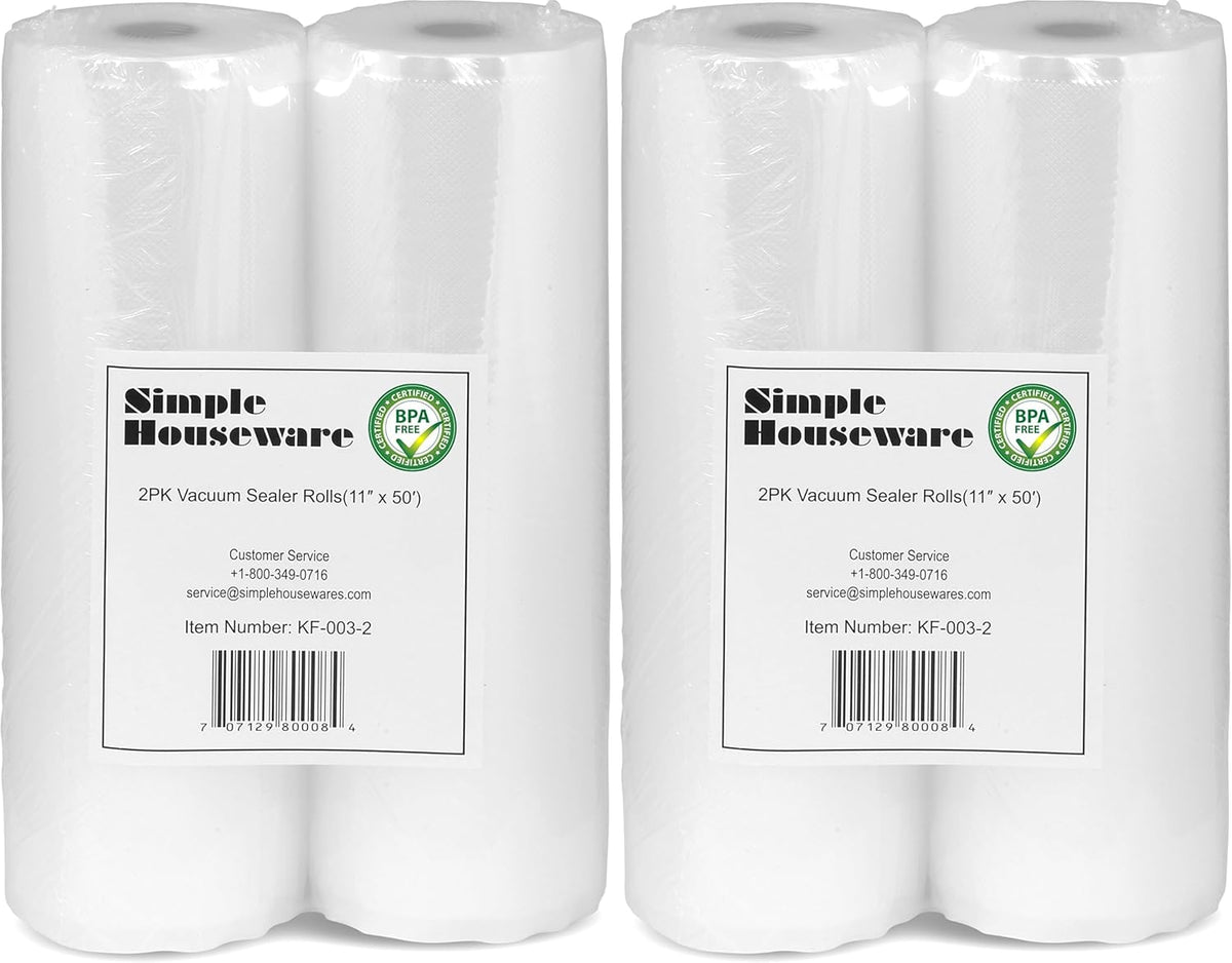 Simple Houseware Vacuum Sealer Bags 11'' x 50' Sous Vide Roll, 2-Pack