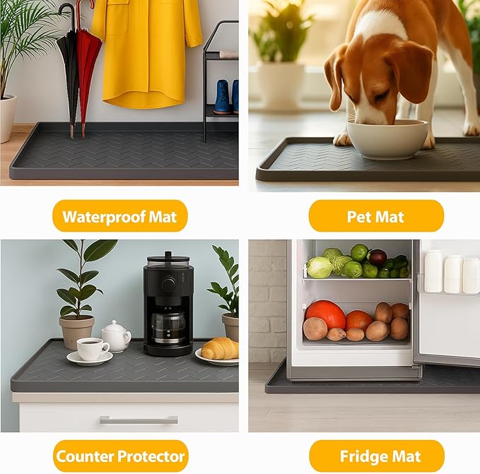 TigeJoy 31" x 22" Under Sink Mats for Kitchen Waterproof, Leak-Proof Silicone Mat Sink Protector and Cabinet Liner, Kitchen Essentials Organizer and Storage, Boot or Shoe Tray, Pet Feeding Mat